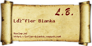 Löfler Bianka névjegykártya